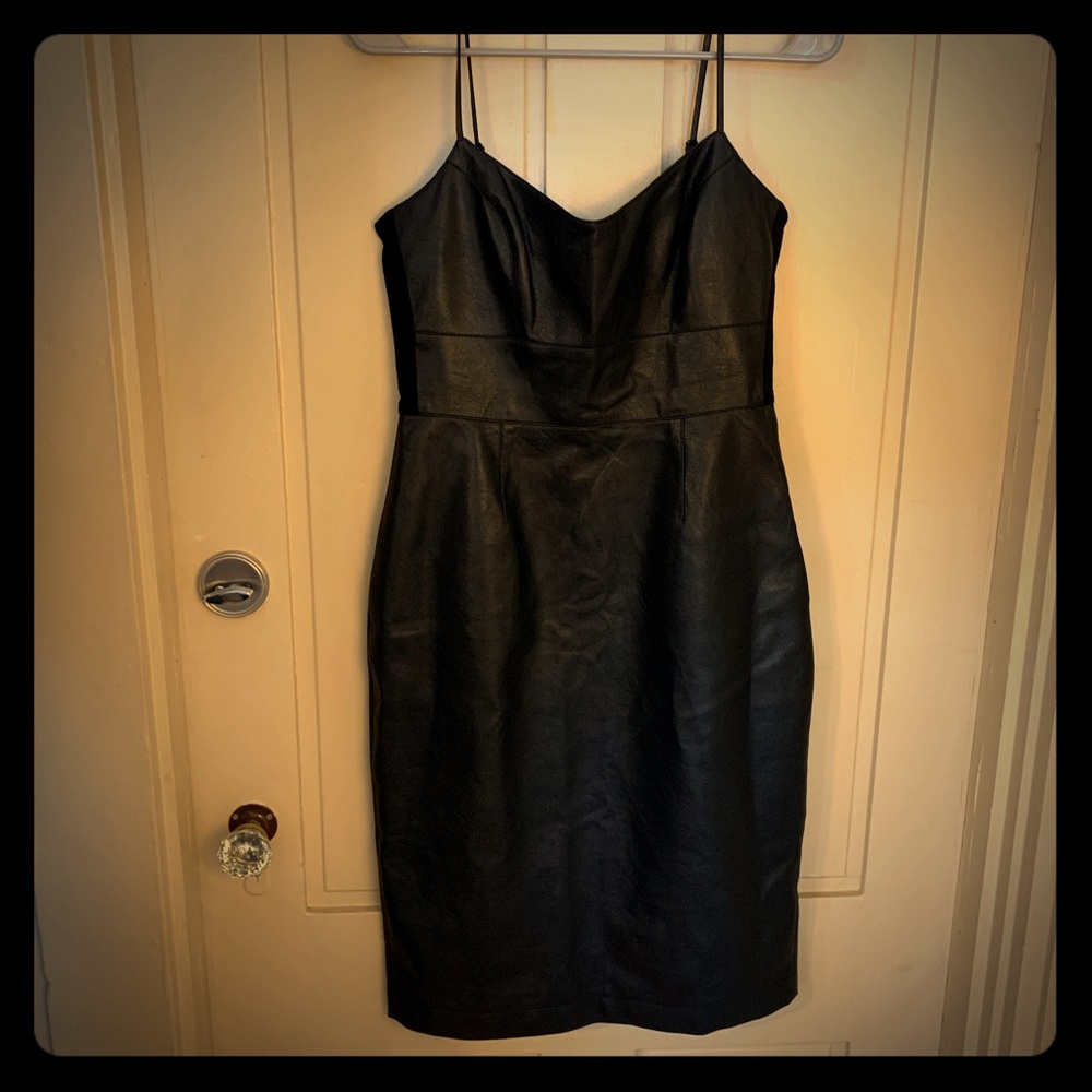 Like New! BCBG MaxAzria Black Leather Dress.